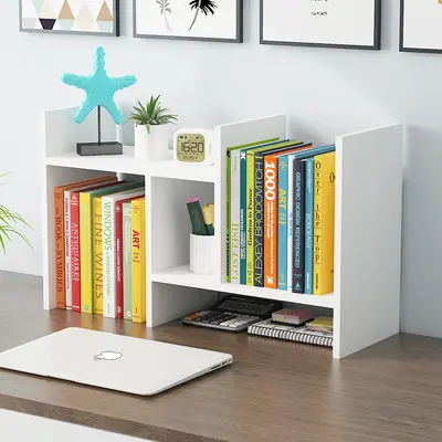 Multi-Tier Desktop Bookshelf Organizer Standing Book Stand