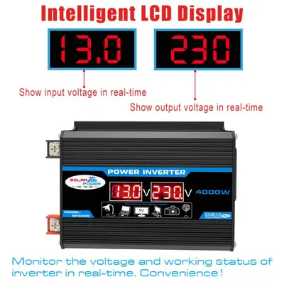 12V'dan 220V'a 300W Akıllı Araç İnvertörü, Çift USB'li - 5