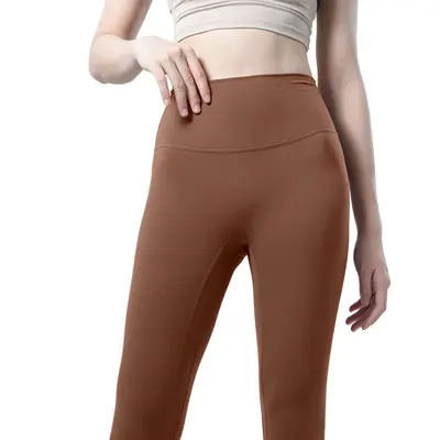 Dikişsiz yoga pantolonu, yüksek bel, hızlı kuruyan, dokuz çeyrek