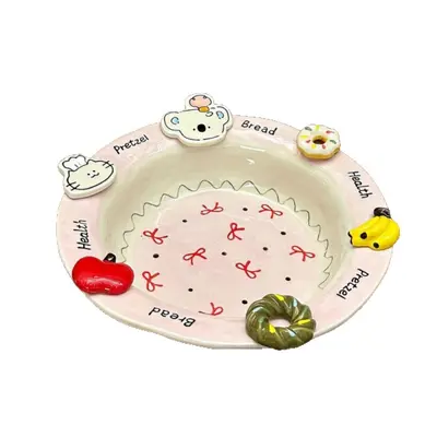 Cute Ceramic Dessert Plate with Cartoon Shape, Divided Breakfast Plate