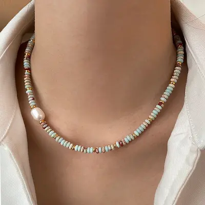 Freshwater pearl beaded layered necklace for women