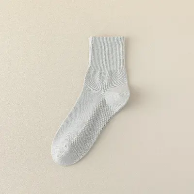 Men's Spring and Autumn Sports and Casual Cotton Socks Sweat-Absorbing and Breathable Men's Seamless Work Pure Color Summer Mid-Calf Cotton Socks - 9