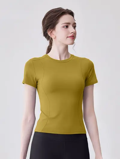 Women's Yoga Top, Tight Fit, Breathable Quick-Dry, Short Sleeve - 13