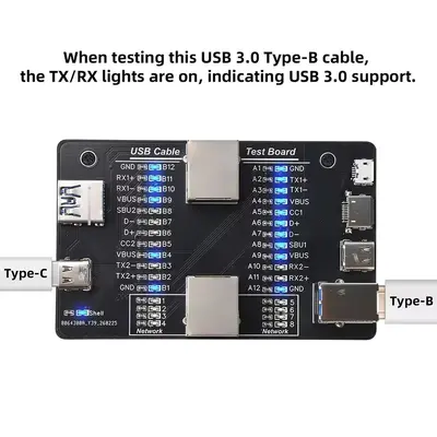 多功能数据线测试仪USB3.0数据线检测TypeC检测板安卓苹果快充线