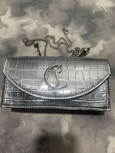 Genuine Leather Underarm Shoulder Bag with Small Square Chain - 12