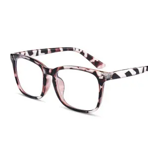 Women's Pink Square Frame Anti-Blue Light Glasses, Simple Design - 7