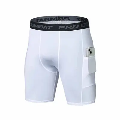 Men's Compression Fitness Shorts, High-Stretch Quick-Dry Running Training Shorts with Pock - 5