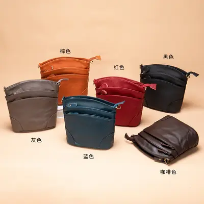 Genuine Cowhide Bucket Bag, Middle-Aged Mom Style, Single Strap - 3