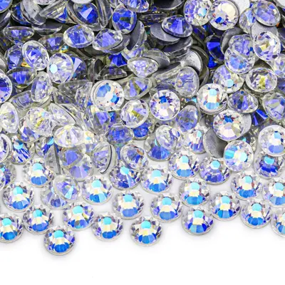 White Series Flat-Back Round Nail Art Rhinestones, Glass Imitation