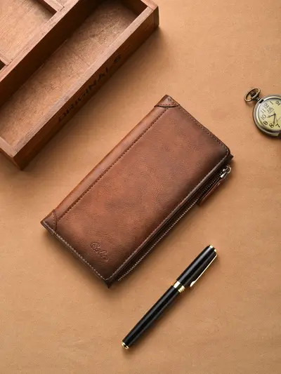 Men's Retro Wallet, Large Capacity, Multi-Card and Coin Compartments - 1