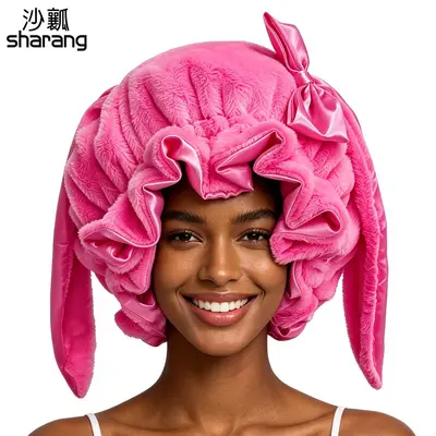 Double-Layer Bunny Ear Cap, Women's Hair-Protecting Satin Sleep Cap - 10