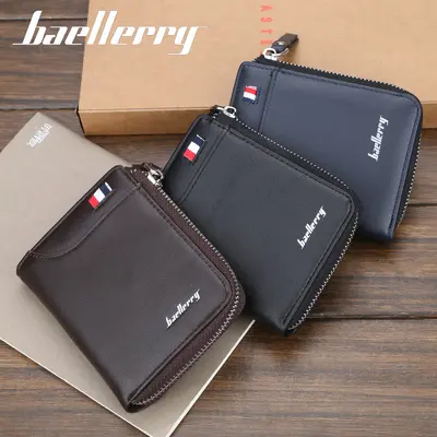 Baellerry Men's Short Wallet, Zipper, Multi-Card Slots, Business Style - 5