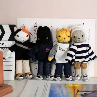 Japanischer Stil Katzenfigur Taschenanhänger, Mini-Plüschkatze