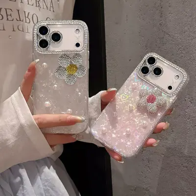 Apple iPhone 18 rhinestone flower case, full protection