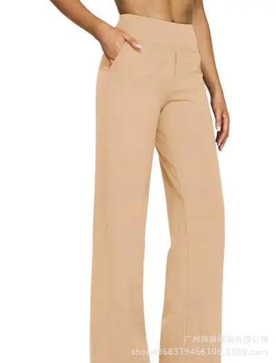 Damenhose, hohe Taille, gerade Passform, mit Taschen, Strick - 11