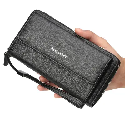 Men's Wallet baellerry Large Capacity Litchi Pattern Multi-Card Clutch - 3