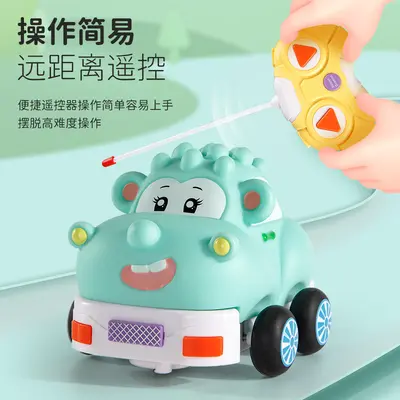 跨境儿童二通搪胶遥控电动车益智软胶耐摔卡通玩具汽车
