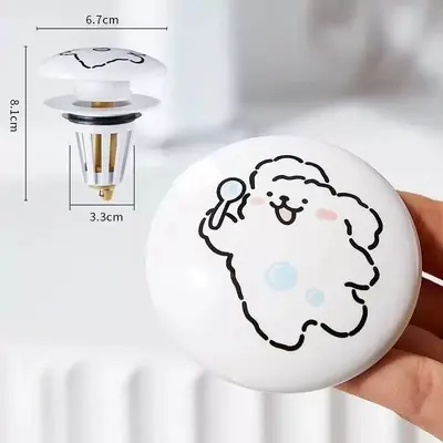 Ceramic Basin Stopper, Push-Type Universal Pop-Up Drain Plug - 9