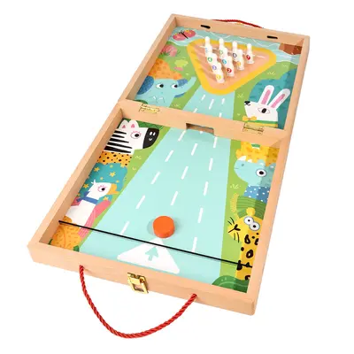 4-in-1-Brettspiel aus Buchenholz, doppelseitig, mit Schach, Go, Bowling