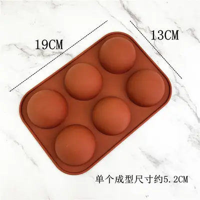 Large Half-Circle Chocolate and Soap Silicone Mold 6-Piece - 7