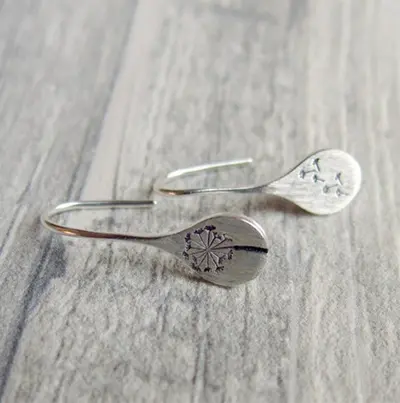 S925 silver dandelion design earrings - 5