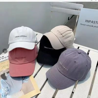 Taze harf nakışlı Japon tarzı beyzbol şapkası, sade unisex günlük şapka, yüzü incelten Hong Kong tarzı çift şapkası. - 2