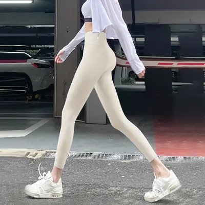 高腰提臀收腹弹力紧身打底裤外穿鲨鱼裤健身跑步运动裸感瑜伽长裤 - 12