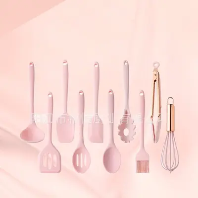Mini silicone kitchen utensils set 10-piece heat-resistant silicone spatula oil brush baby food spoon kitchen tools