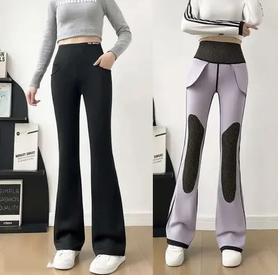 Kadın Kalın Polar Astarlı Mikro Paça Yoga Pantolonu, Ön ve Arka Cepli - 7