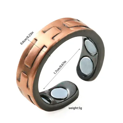 3D Two-Tone Magnetic Stone Bracelet, 9 Magnets, Open Cuff