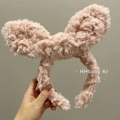 Plush Rabbit Ear Headband for Women, Face Washing Hairband - 7