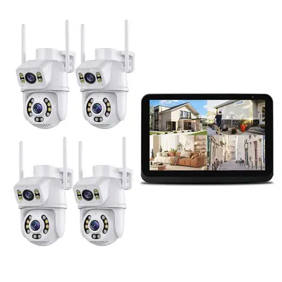 wifi套装监控摄像头 ICSEE超级看看4路带屏幕wifi套装监控摄像头