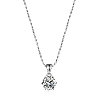 Moissanit-Anhänger-Halskette S925 Sterlingsilber rhodiniert