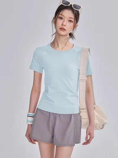 Women's Quick-Dry Short-Sleeve Yoga Top, Thin Summer Stretch Sports T-Shirt - 4