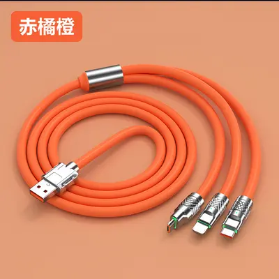 Hızlı Şarj Çinko Alaşımlı Çok Fonksiyonlu Telefon Şarj Kablosu 120 Watt Flaş Şarj Üçü Bir Arada Kablo 120W Flaş Şarj - 7