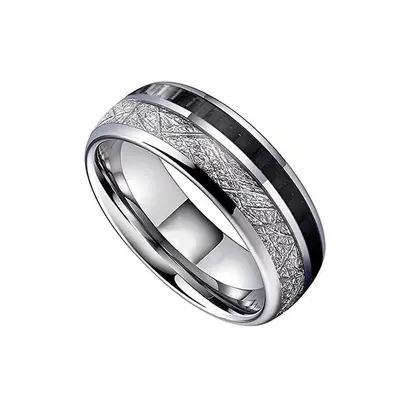 8MM stainless steel two-tone couple ring - 8