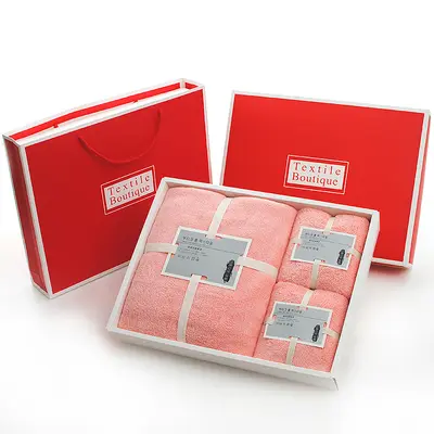 Havlu ve banyo havlusu hediye kutusu üçlü set, hediyelik eşya, işlemeli logo, doğum günü ziyafeti, düğün kutlaması, hatıra, mutlu sözler havlusu - 11