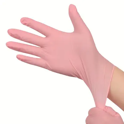 Gıda Sınıfı 9 İnç Tek Kullanımlık Nitril Eldiven Pembe