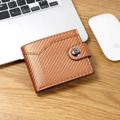 Men's Short Leather Wallet with Magnetic Snap, Mixed Leather - 8