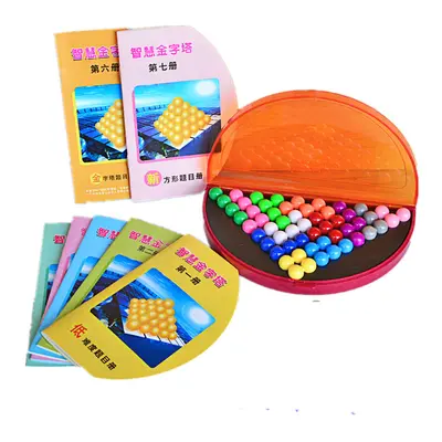 Free Shipping Smart Pyramid Science Educational Toy Brain Teaser Magic Bead Game Chess 478 Challenges Children's Interactive Toy