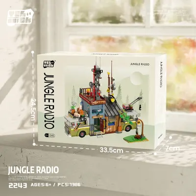 Jungle broadcasting station building blocks compatible with Lego