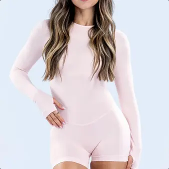 Seamless Quick-Dry Yoga Jumpsuit, Tight Fit, Long Sleeve Fitness and Outdoor Wear - 8