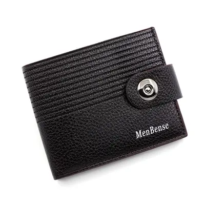 Men's Short Striped Wallet with Magnetic Snap and Coin Pouch, Slim Design - 8