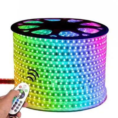 Led ışık şeridi 110V220V renkli rgb5050 esnek renkli dış mekan su geçirmez atmosfer aydınlatma mühendisliği ışık şeridi - 7