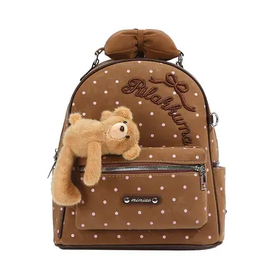 Large Capacity Polka Dot Backpack with Bear Design, 2026 Model, School and Travel - 6
