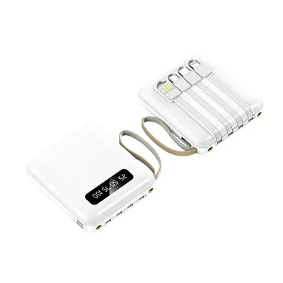 Cross-border wholesale 3C certified power bank customizable 20000mAh large capacity mini portable charger with built-in cable