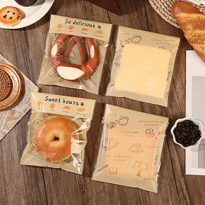 Resealable Bread Bags for Bagels, Toast and Donuts, Semi-Transparent, Self-Adhesive