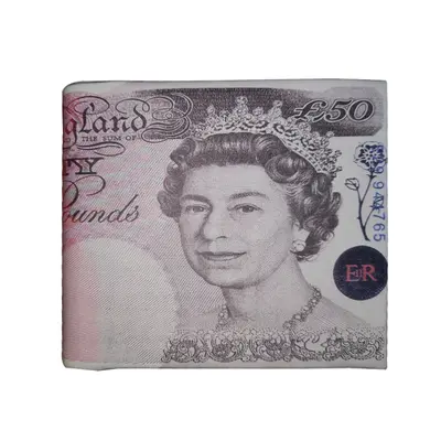Men's Short Zipper PU Leather Wallet, Banknote Pattern, Folding - 8