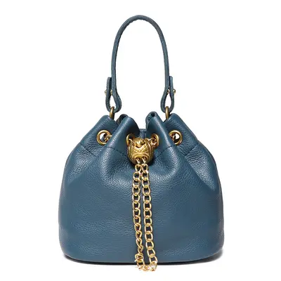 Handgefertigte Kosmetiktasche aus echtem Rindsleder, Beuteltasche mit Kette - 6