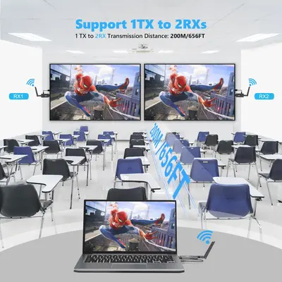 HDMI无线延长器高清视频传输200米无线传输器一发多收同屏器投屏